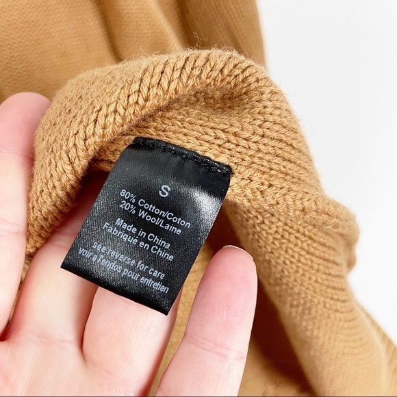 Caroline Constas Cable Knit Turtleneck Sweater Mini Dress in Camel Tan Cotton - Picture 7 of 8